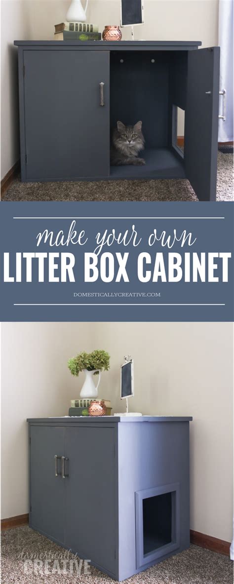 This month's thrift store challenge was born out of necessity! DIY Litter Box Cabinet | Domestically Creative