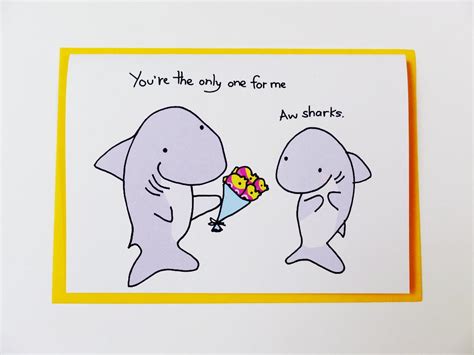 Shark Love Card Shark Pun Card Aw Sharks Silly Funny Etsy