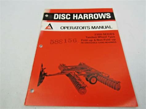 Allis Chalmers 2300 Series Disc Disk Harrow Operators Owner Manual Ac