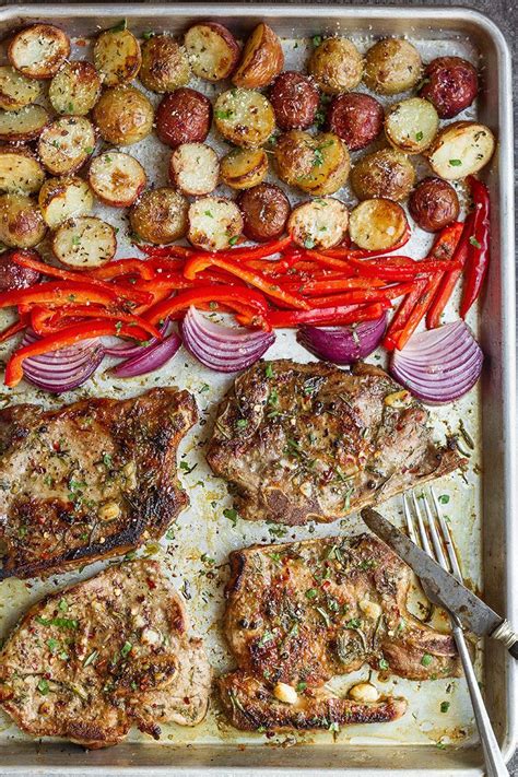 Find healthy pork chop recipes, from the food and nutrition experts at eatingwell. Baked Sheet Pan Pork Chops and Potatoes | Pan pork chops ...