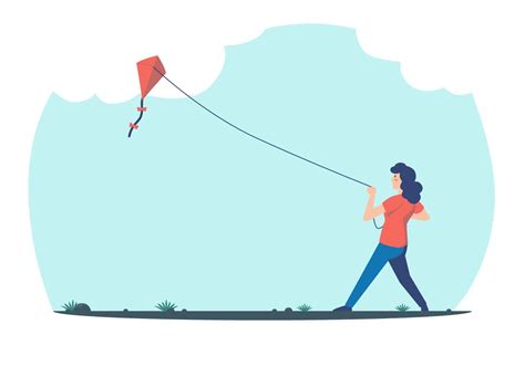 People Flying A Kite Vector Illustration 271457 Vector Art At Vecteezy