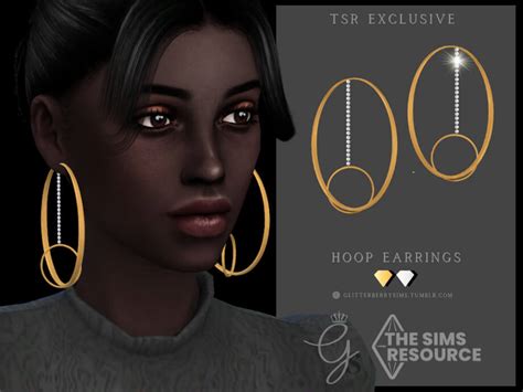 The Sims 4 Hoop Earrings By Glitterberryfly Cc The Sims