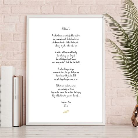 A Mother Is Poem Print Only A4 Etsy