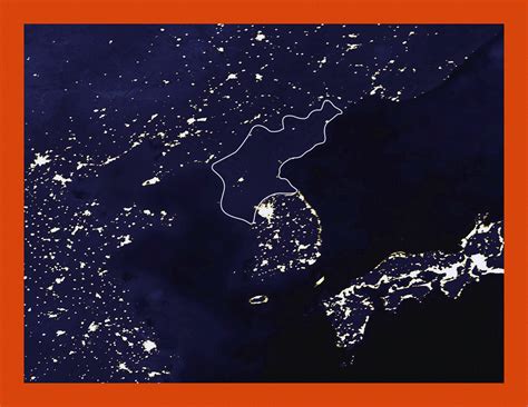 Night satellite photos earth u s europe asia world. Satellite map of North Korea at night | Maps of North ...