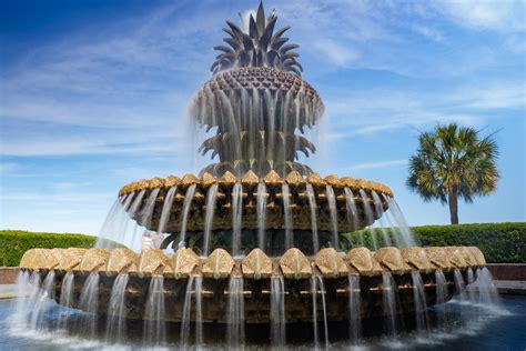 Pineapple Fountain Charleston South Carolina Impresión Etsy España