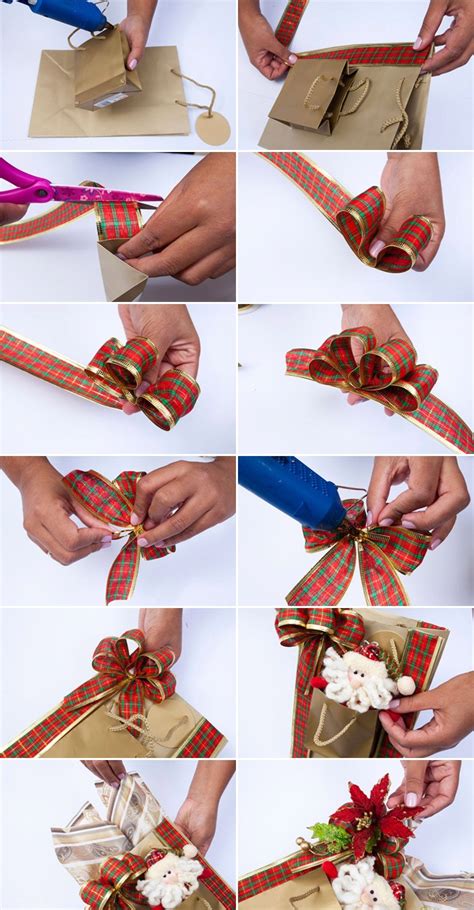 Diy Christmas Gift Wrap Ideas Handmade Bows Gift Bags And Toppers