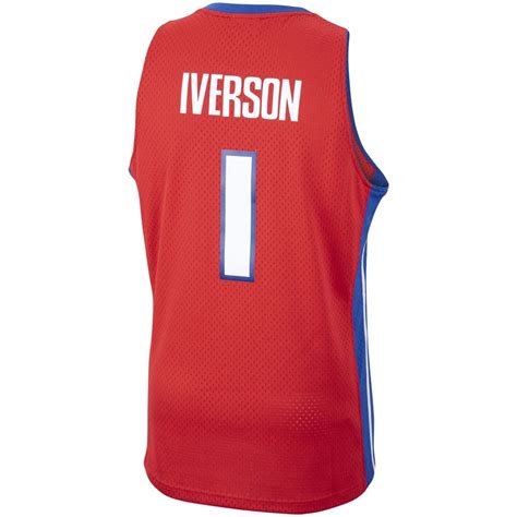 Mens Detroit Pistons Allen Iverson Mitchell And Ness Red 200809