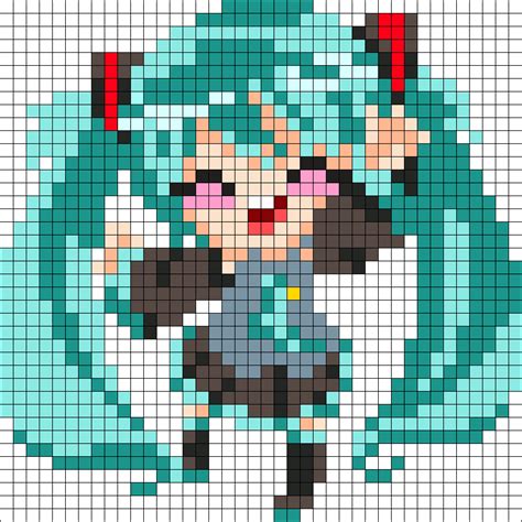 Hatsune Miku Perler Kandi Pattern Pixel Art Pattern Pixel Art Grid