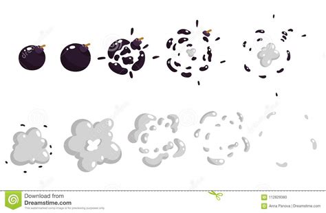 A Sprite Sheet Explosion Of A Boomb Animation For A Game Or A Cartoon