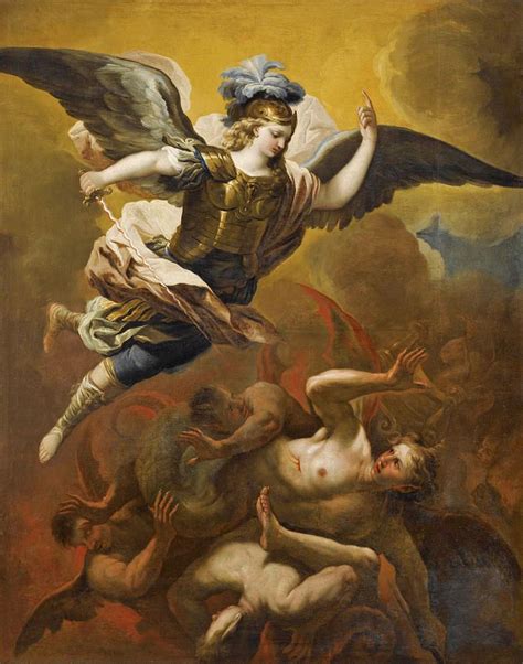Saint Michael Defeating Satan By Luca Giordano Michael Art Angel Art
