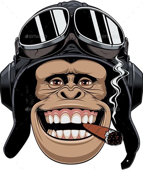 Monkey In Helmet Pilot Monkey Art Monkeys Funny Monkey