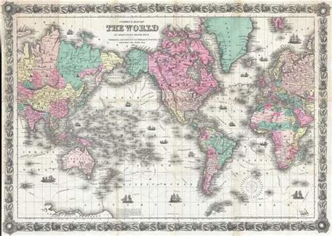 Coltons Map Of The World On Mercators Projection Geographicus Rare