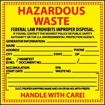 Buy Nmc Hw Label W Legend Hazardous Waste Mega Depot
