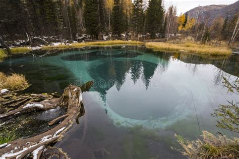 Blue Geyser Lake In Altay Mountains Stock Image Image Of Clay