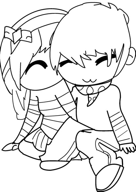 Chibi Anime Couple Coloring Pages Chibi Love Coloring Pages Image
