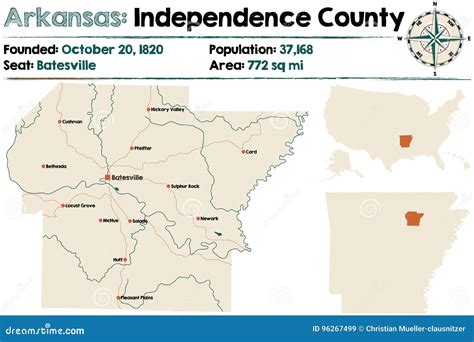 Arkansas Independence County Map Cartoon Vector