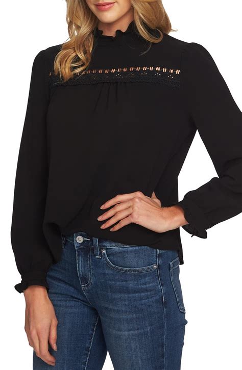 Cece Lace And Ruffle Detail Long Sleeve Blouse Nordstrom