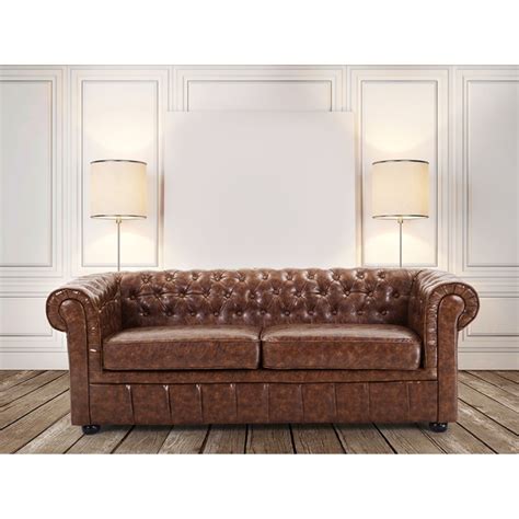 Quilted Leather Sofa Chesterfield By Beliani Free Shipping Today