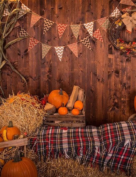 This fall, bring the beautiful sights of the season into your home with fall decorations from kirkland's. Wooden Wall With Pumpkins Haystack For Halloween ...