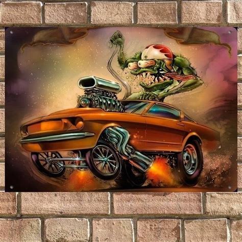 Vintage Hot Rod Rat Fink Racing Tin Sign Metal Sign Metal Poster Metal