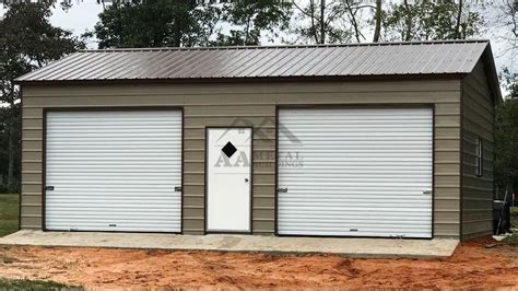 Two Car Metal Garages Roof Styles Color Sizes And Prices With
