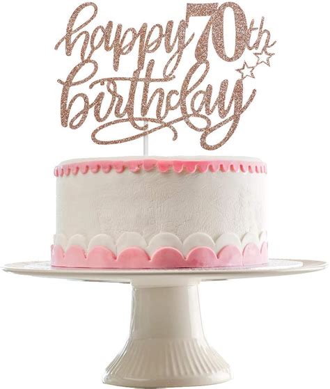 Buy Happy 70th Birthday Cake Topper Rose Gold Glitter 70th Birthday