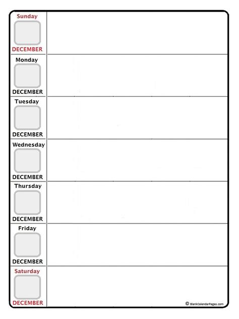 December Daily Calendar Printable Weekly Calendar Template Weekly