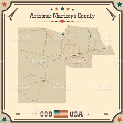 Vintage Map Of Maricopa County In Arizona Usa Stock Illustration