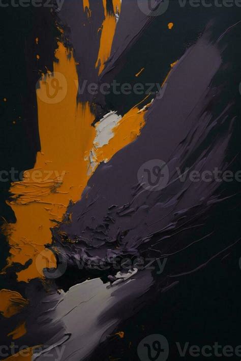 Purple And Yellow Abstract Painting On A Black Background Generative