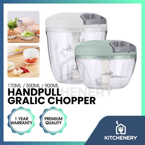 Kny Garlic Chopper Manual Food Meat Mincer 500900ml Masher Crusher