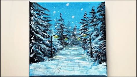 Falling Snow Acrylic Painting For Beginners Youtube