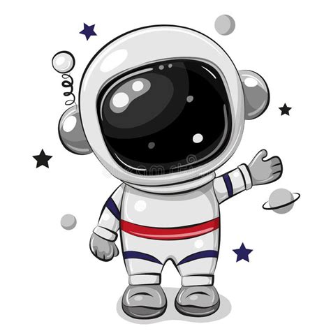 Cartoon Astronaut On The Moon On A Space Background Stock Vector