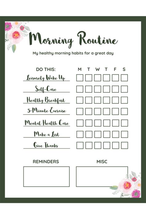 Printable Morning Checklist