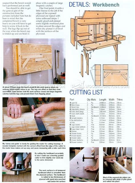 Fold Down Workbench Plans • Woodarchivist