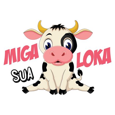 A Cow Sitting In The Middle Of A Black And White Background With Words
