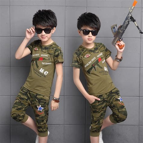 2019 Summer Boy Clothes Camouflage Suit Boy Sports Suit Free Shipping