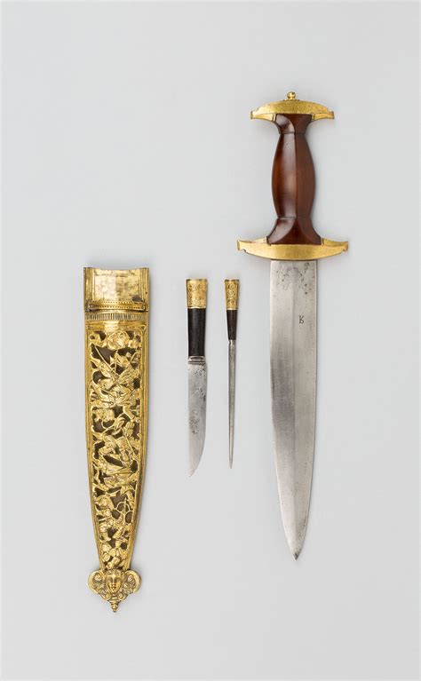 Swiss Holbein Dagger With Ornate Scabbard 1556 Steel Bronze Velvet