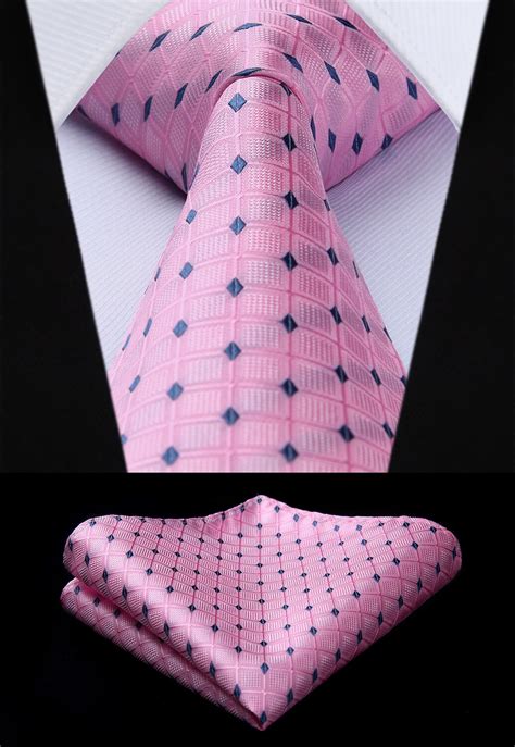 Tc K S Plaid Pink Check Silk Tie Party Wedding Handkerchief Set