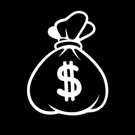 Require a pin or touch id to make payments from your cash. Dollar Money Icon with Bag on Black Background. Vector ...