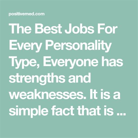 The Best Jobs For Every Personality Type Personality Types Good Job