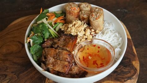Vietnamese Lemongrass Grilled Pork Belly Salad Bun Thit Nuong Cha Gio