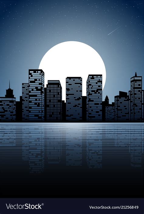Night City Dark Urban Scape Night Cityscape In Vector Image
