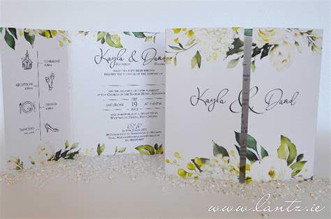 Lantz Cards Direct Wedding Stationery Set 127c Gate Fold Flowers