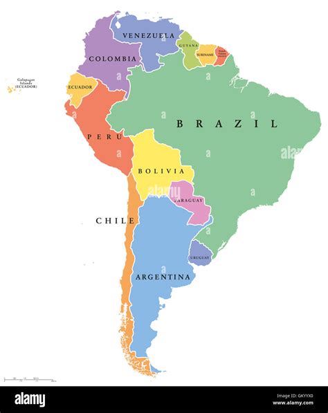 South America Single States Political Map All Countries In Different