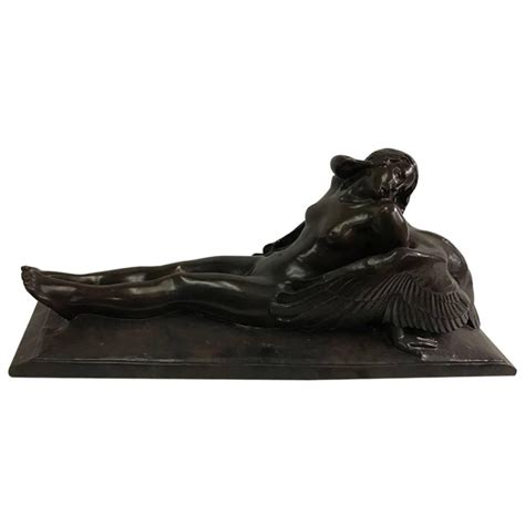Small Patinated Bronze Group Leda And The Swan By Rogue At 1stdibs