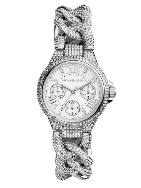 Lyst Michael Kors Mini Camille Pave Stainless Steel Chronograph Bracelet Watch In Metallic