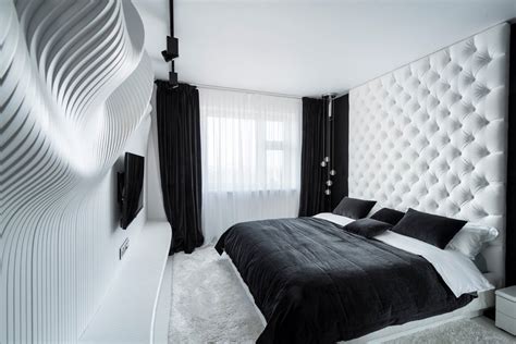 Contrasting colors create impact and drama in the area. 40 Beautiful Black & White Bedroom Designs