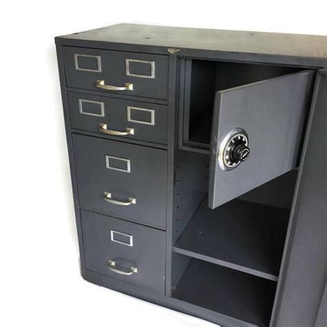 4 drawer file cabinet with safe inside. Vintage Cole Steel Filing Cabinet With Safe | Chairish