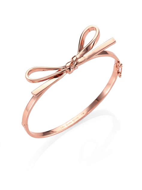 Love bracelet for women, and men with engraved gift box and beautiful message 7.1 inch 18k gold plated jewelry cz crystal cuff bangle rose gold silver 3.8 out of 5 stars 13 $24.00 $ 24. Kate Spade Bow Bangle Braceletrose Gold in Gold (ROSE GOLD) | Lyst