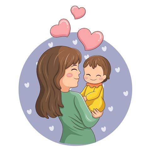 Premium Vector Illustration Of Cartoon Character Mother And Baby